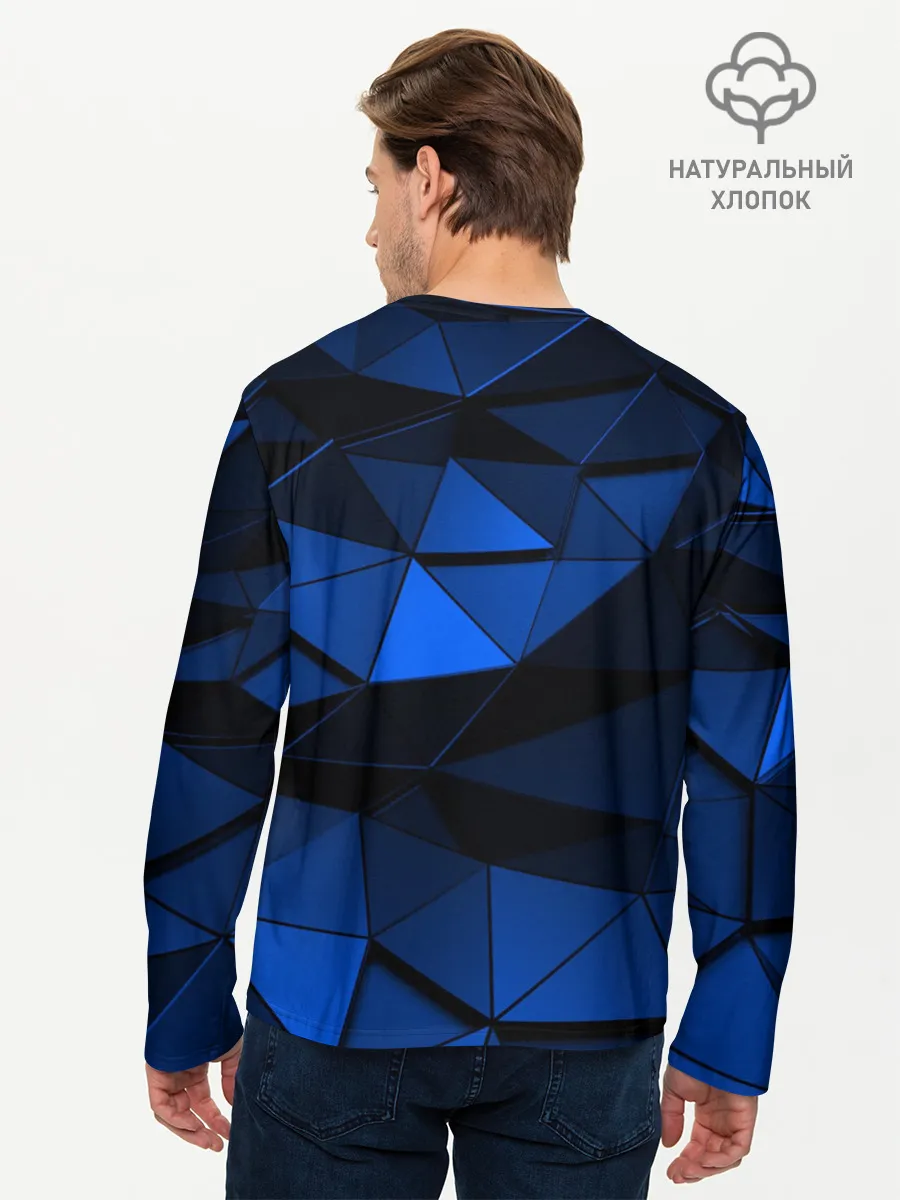 Мужской лонгслив базовый / Blue abstraction collection