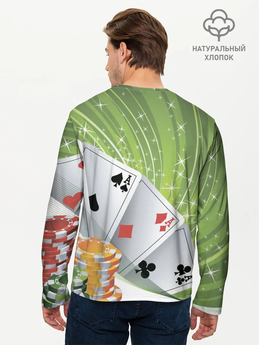 Мужской лонгслив базовый / Покер Старс
