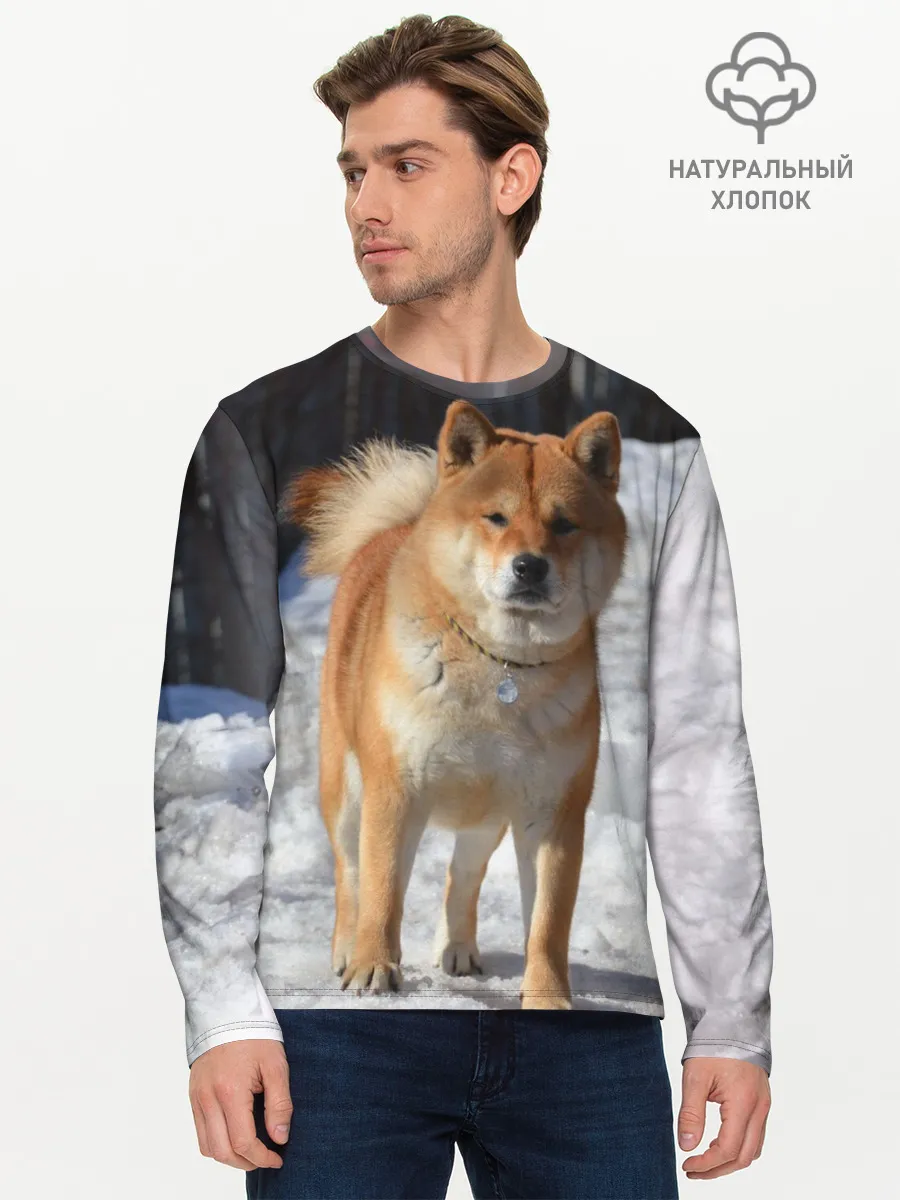 Мужской лонгслив базовый / Акита-ину