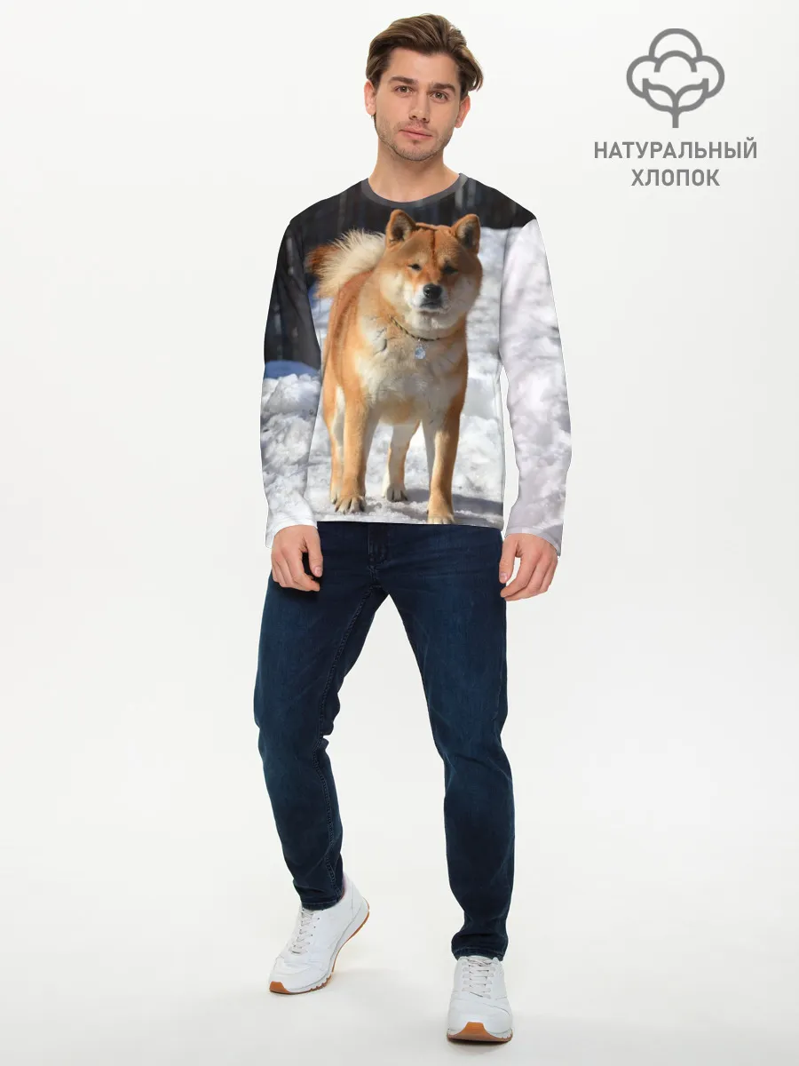 Мужской лонгслив базовый / Акита-ину