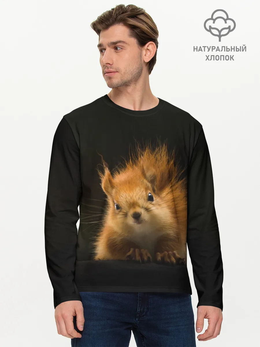 Мужской лонгслив базовый / Белочка