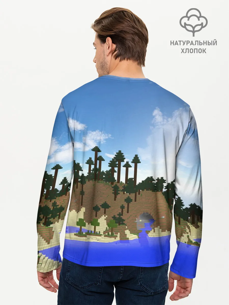 Мужской лонгслив базовый / Стив на Эндер Драконе