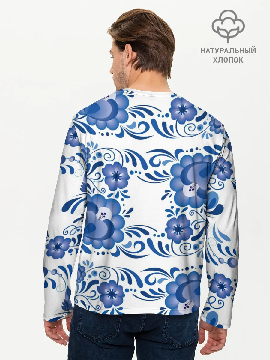 Мужской лонгслив базовый / Гжель
