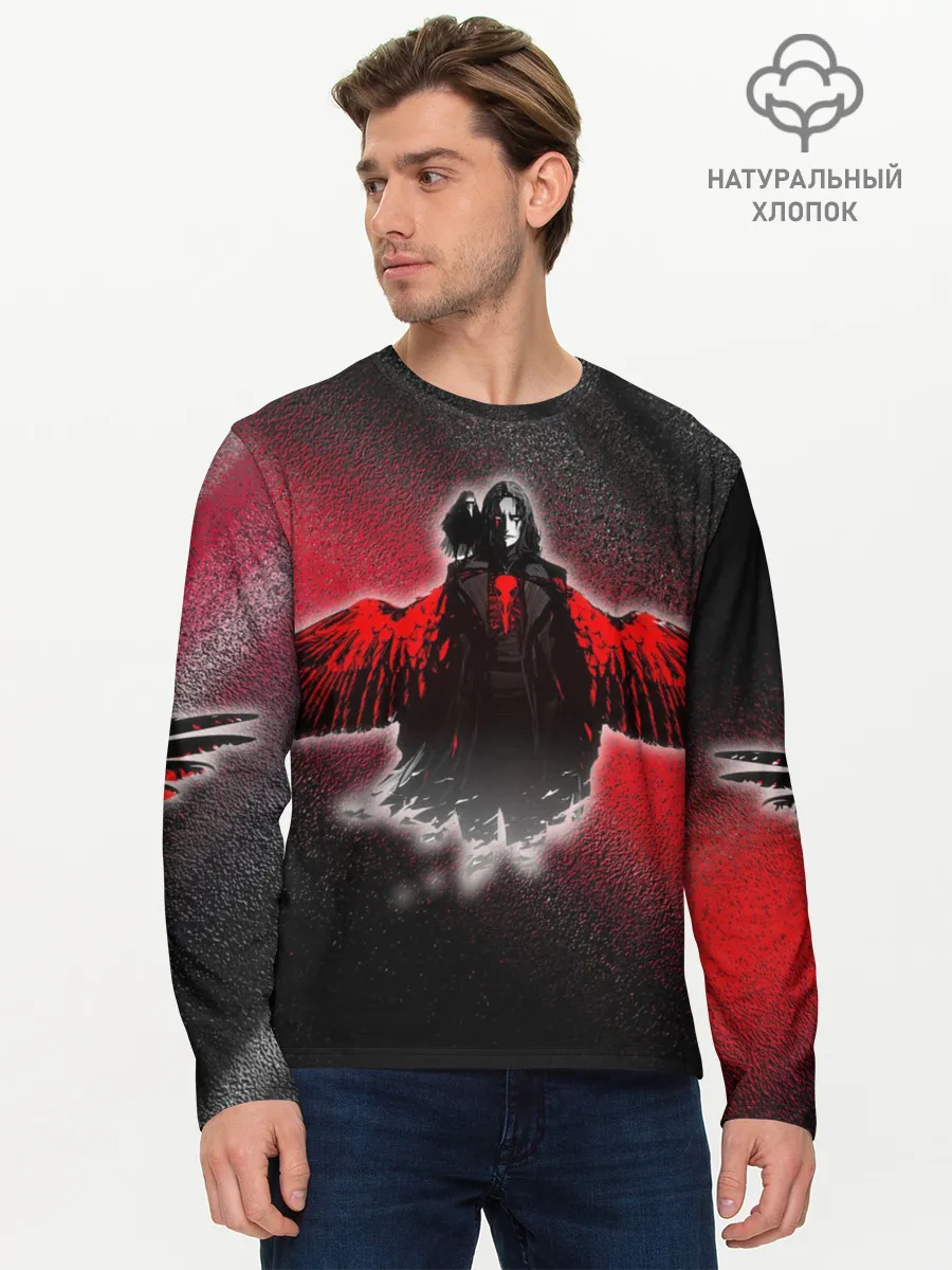 Мужской лонгслив базовый / Ворон