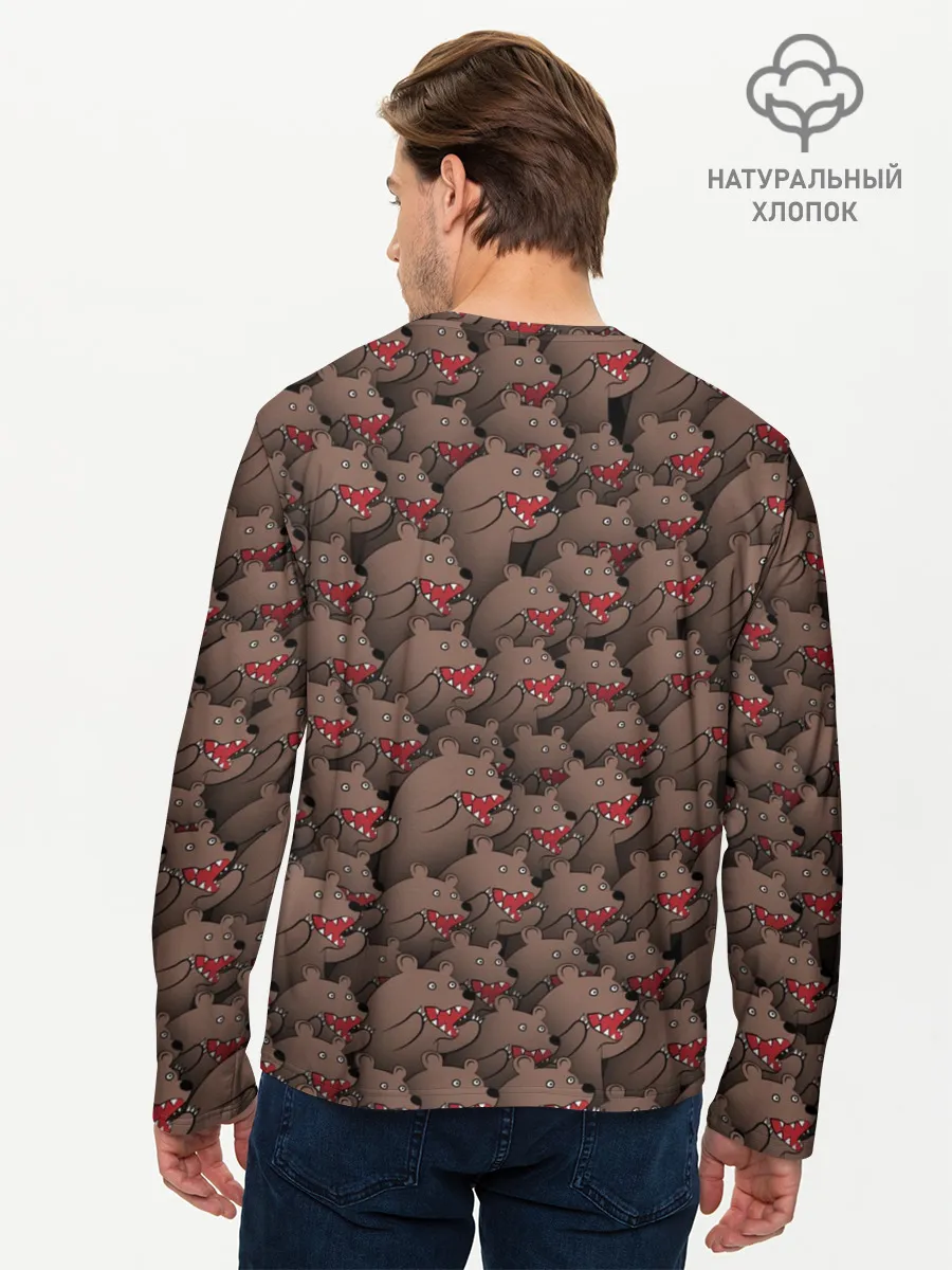 Мужской лонгслив базовый / Медведи мемы