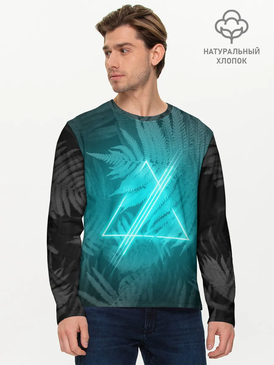 Мужской лонгслив базовый / Neon light blue