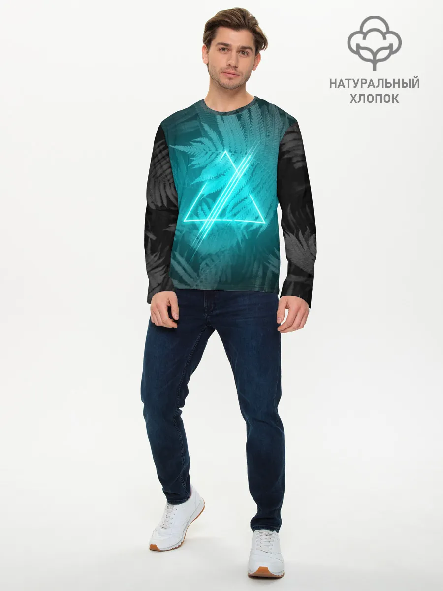 Мужской лонгслив базовый / Neon light blue