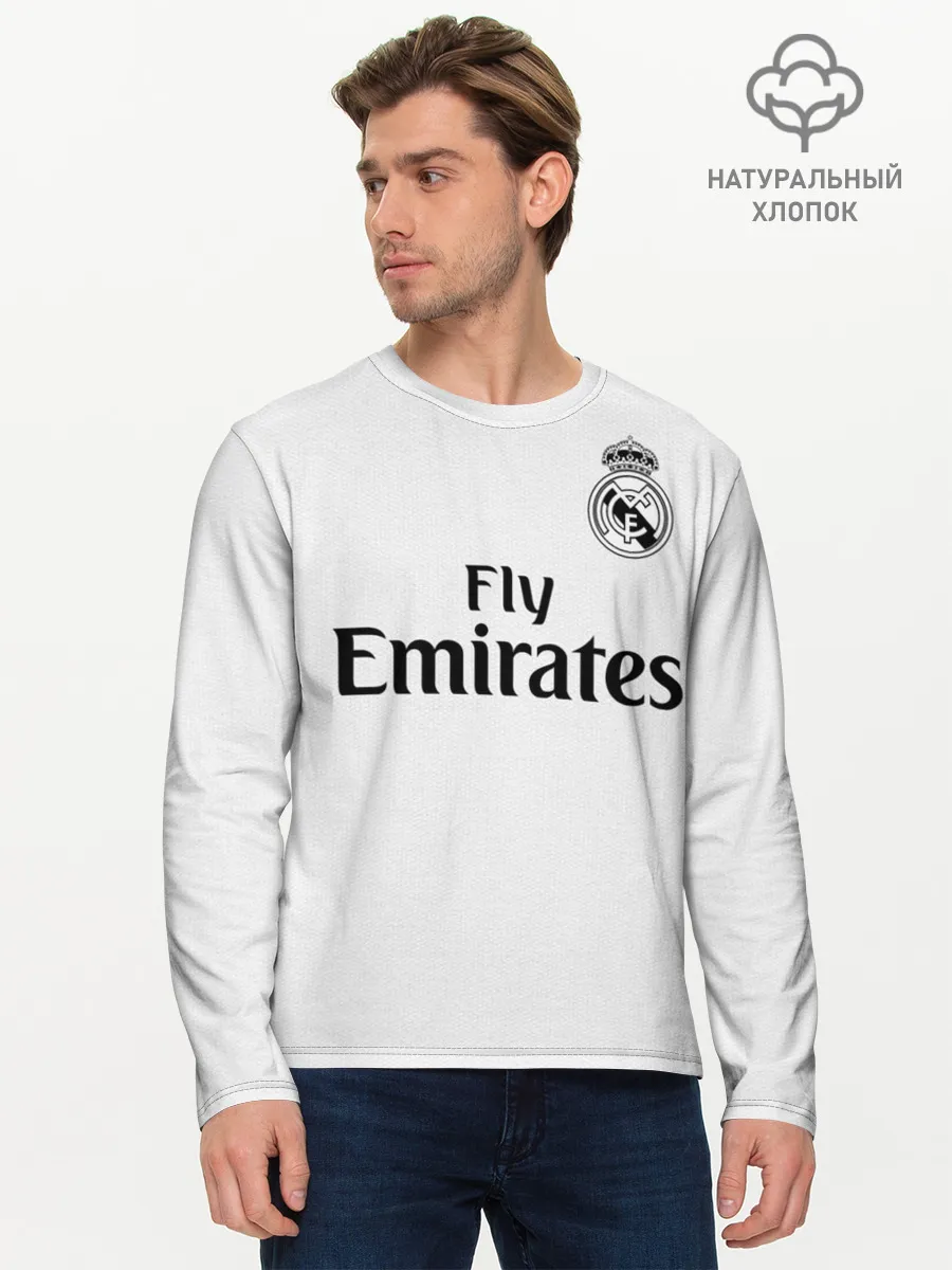 Мужской лонгслив базовый / Реал Мадрид Форма Новая 18/19