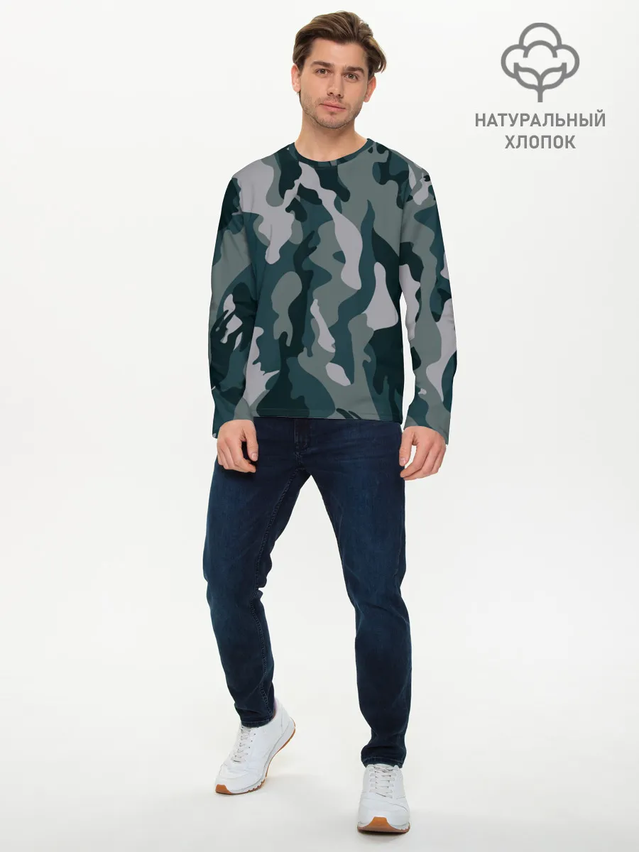 Мужской лонгслив базовый / камуфляж