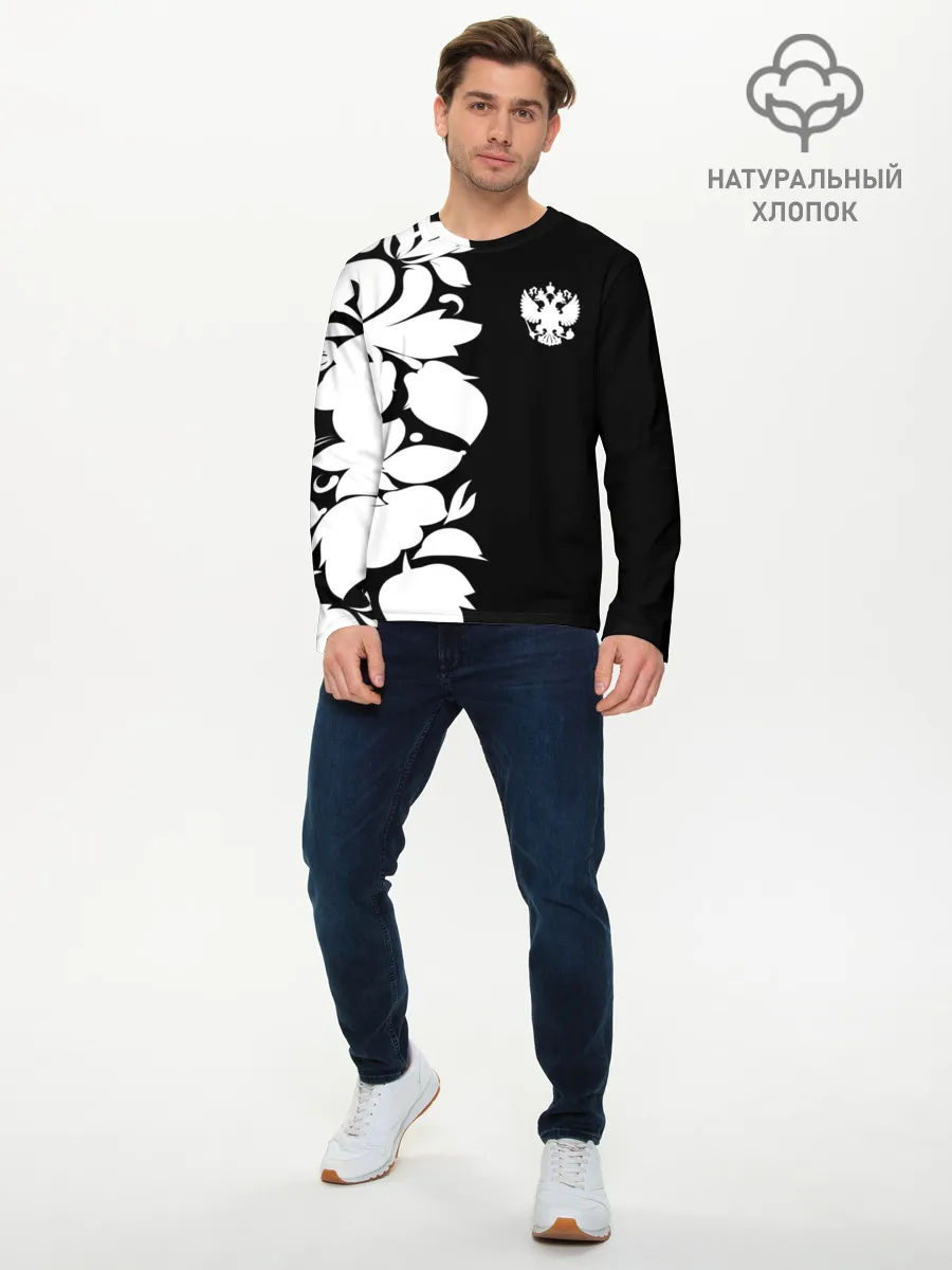 Мужской лонгслив базовый / Russia Black&White Style