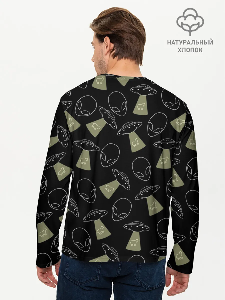 Мужской лонгслив базовый / НЛО похищение коров
