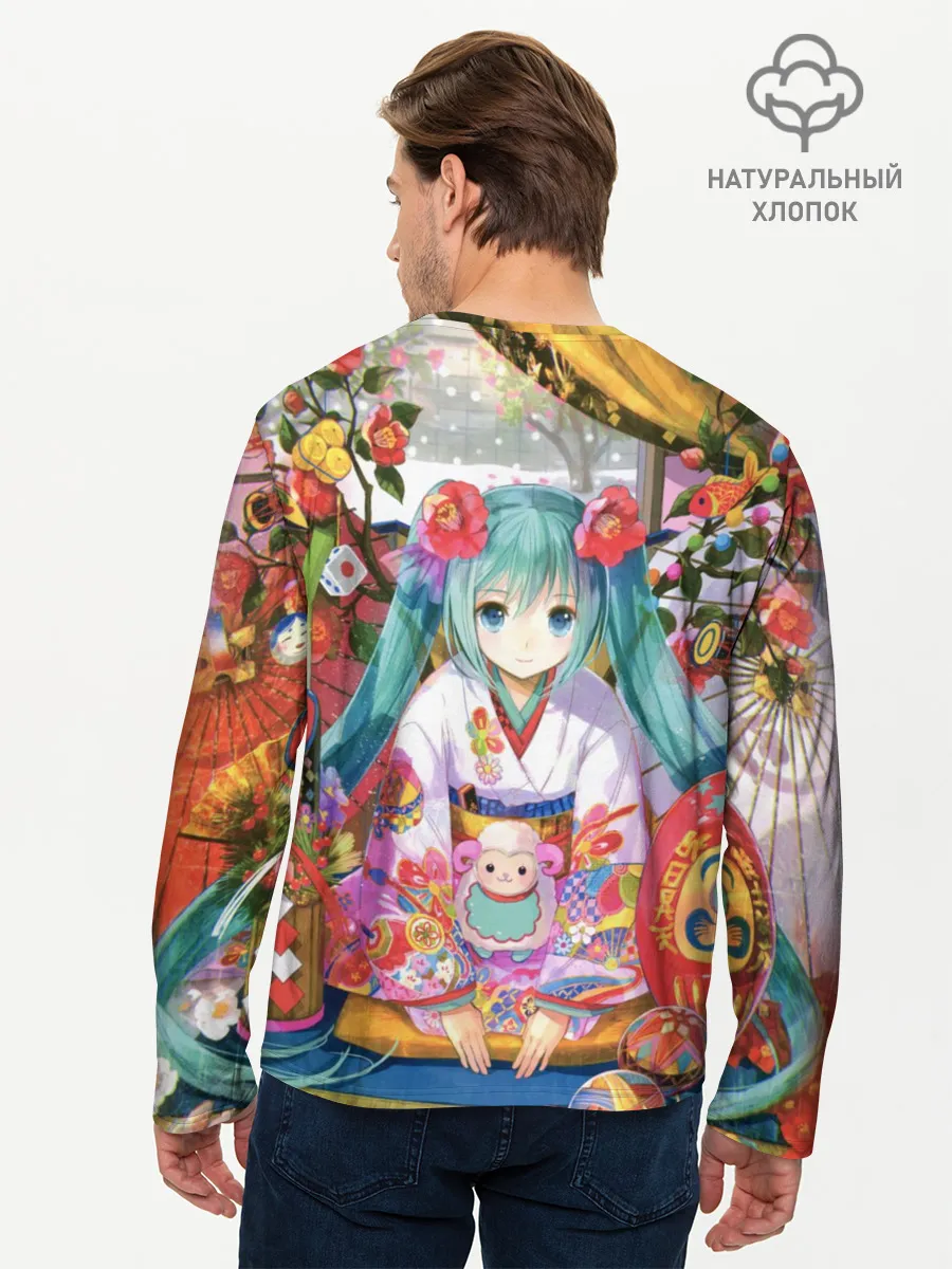 Мужской лонгслив базовый / Окно Mika Hatsune