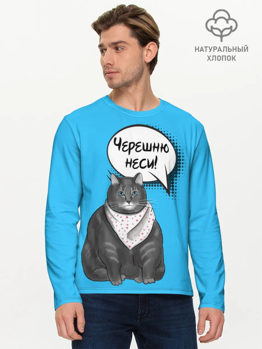 Мужской лонгслив базовый / Толстый кот