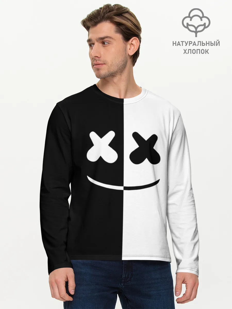 Мужской лонгслив базовый / MARSHMELLO BLACK & WHITE