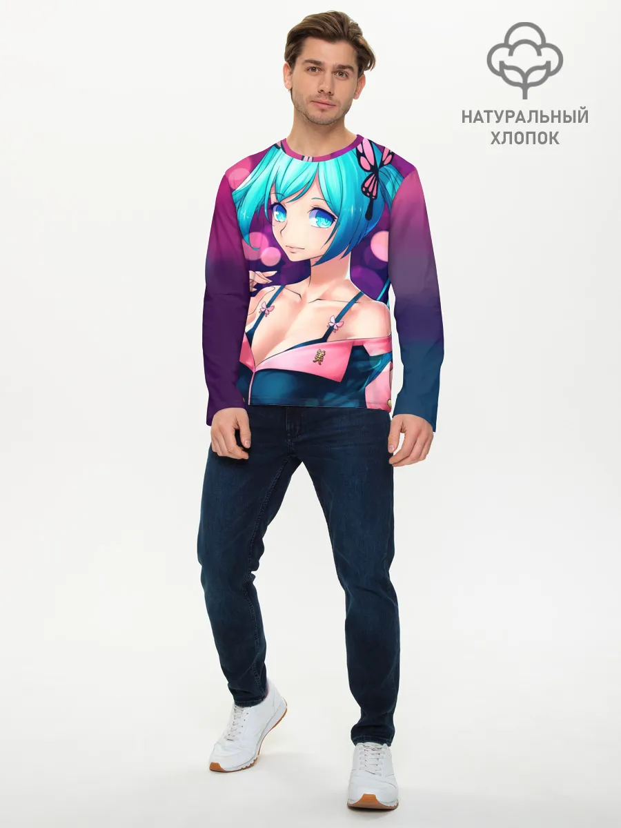 Мужской лонгслив базовый / Неотразимая Хатсуне Мику