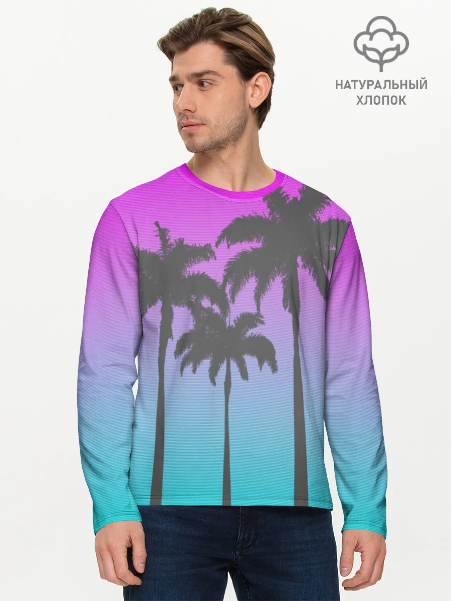Мужской лонгслив базовый / Пальмы 80s