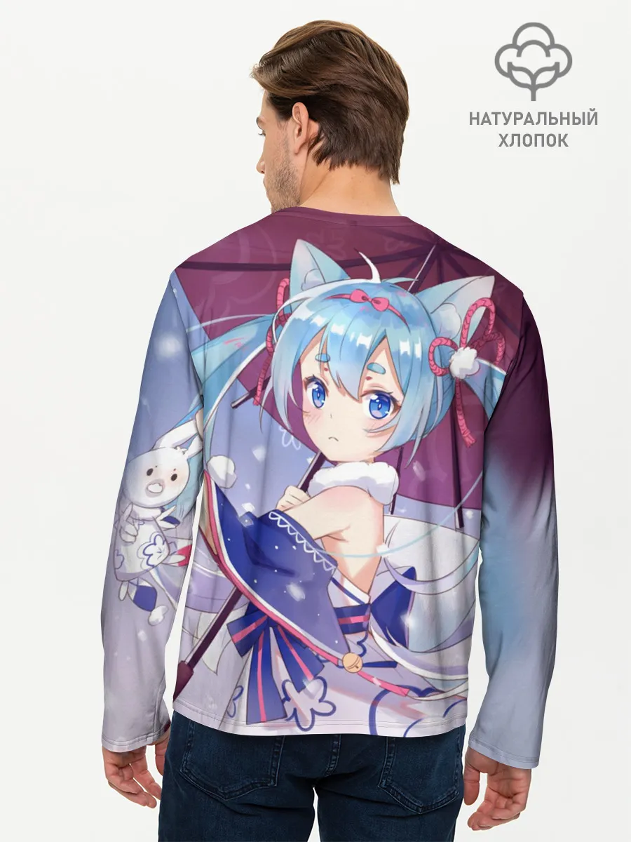 Мужской лонгслив базовый / Хацуне Мику с зонтом