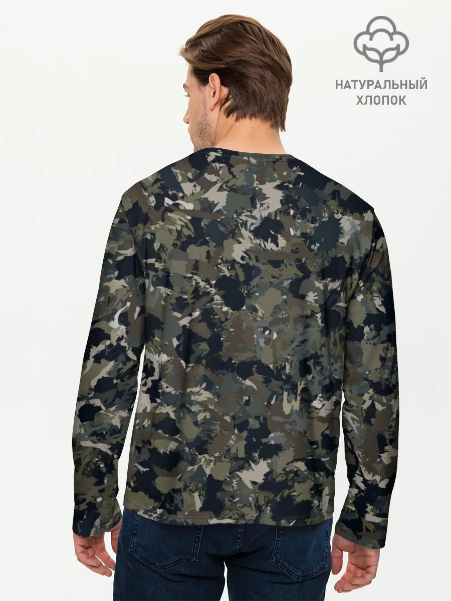 Мужской лонгслив базовый / Камуфляж с кабаном