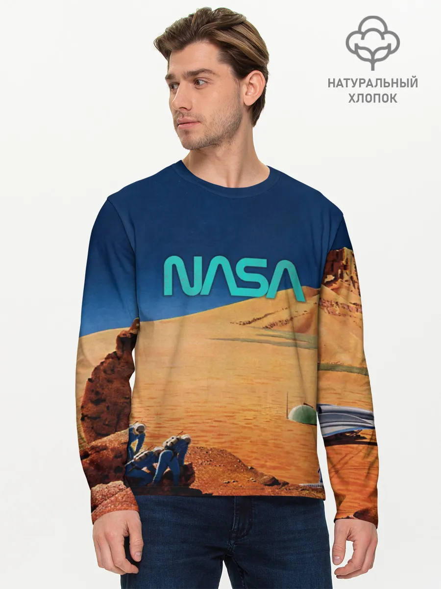 Мужской лонгслив базовый / NASA on Mars