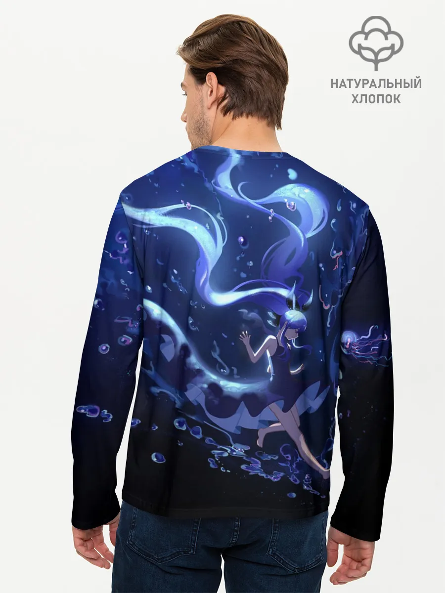 Мужской лонгслив базовый / Вокалоид Мику Аква
