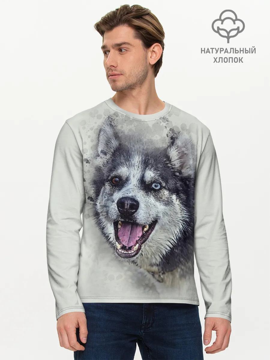 Мужской лонгслив базовый / Хаска