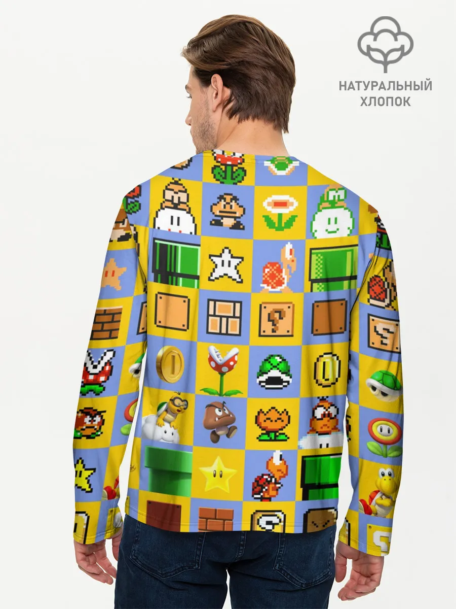 Мужской лонгслив базовый / Super Mario Pop art