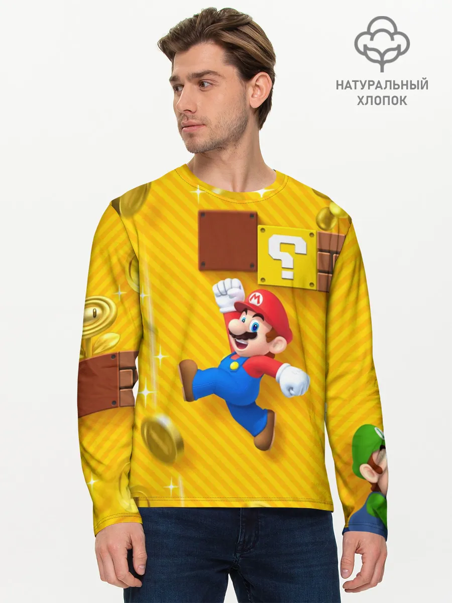 Мужской лонгслив базовый / Супер Марио