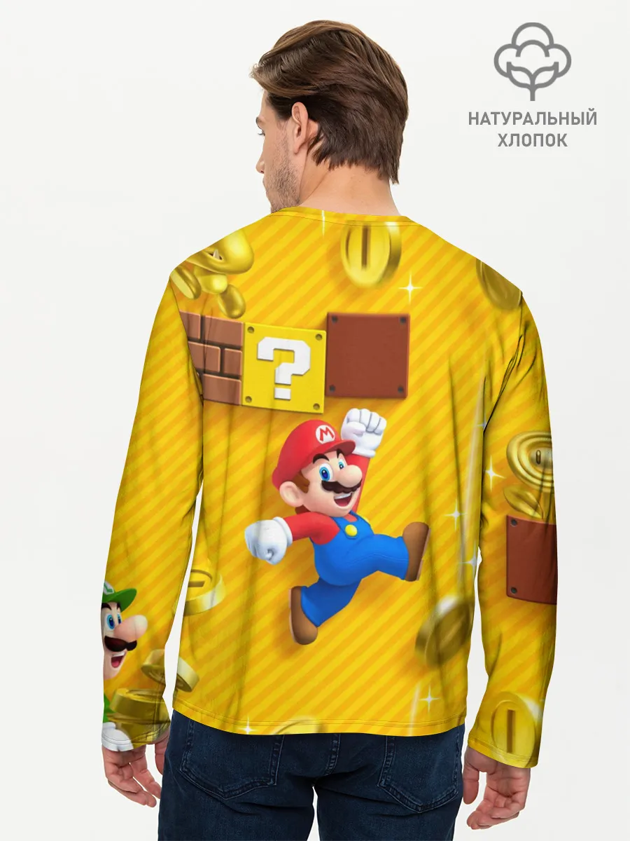 Мужской лонгслив базовый / Супер Марио