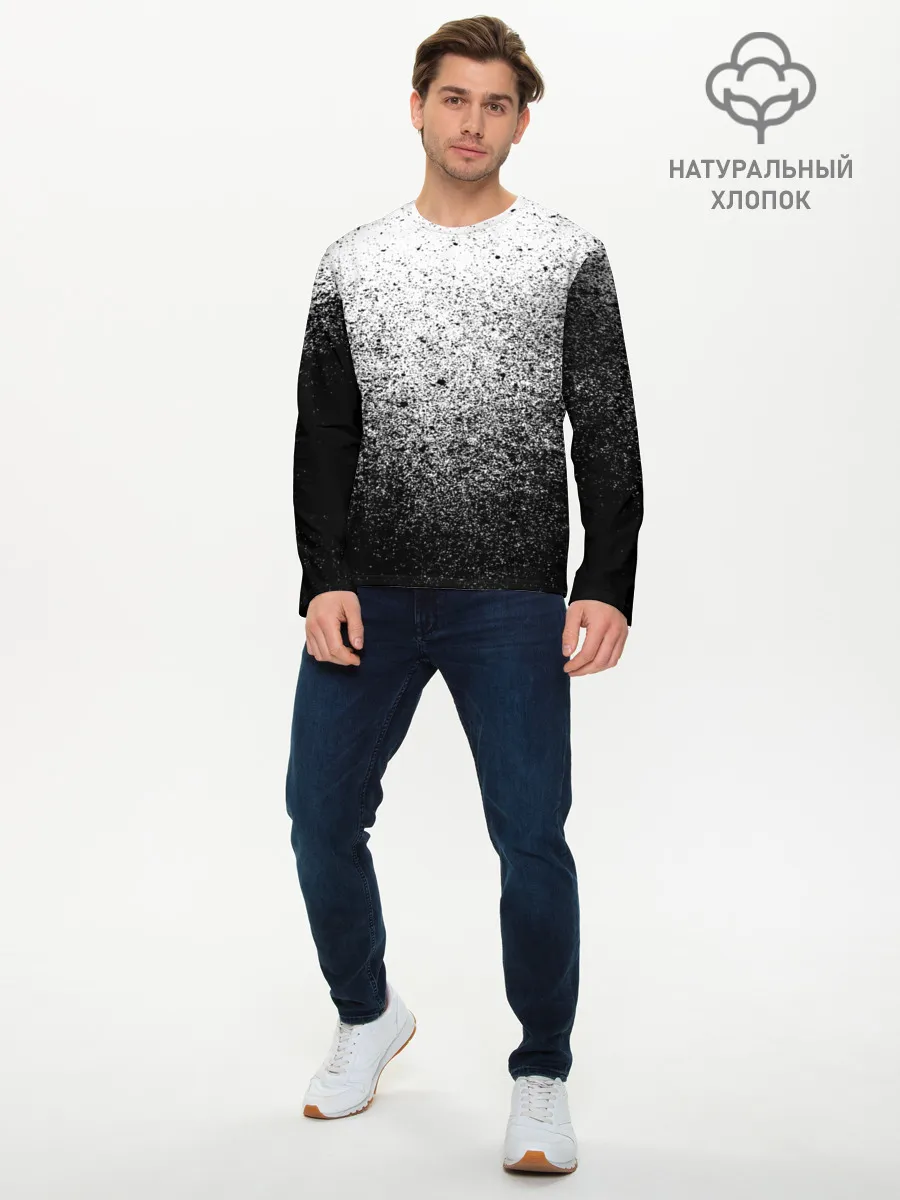 Мужской лонгслив базовый / БРЫЗГИ КРАСОК ЧЁРНЫЙ