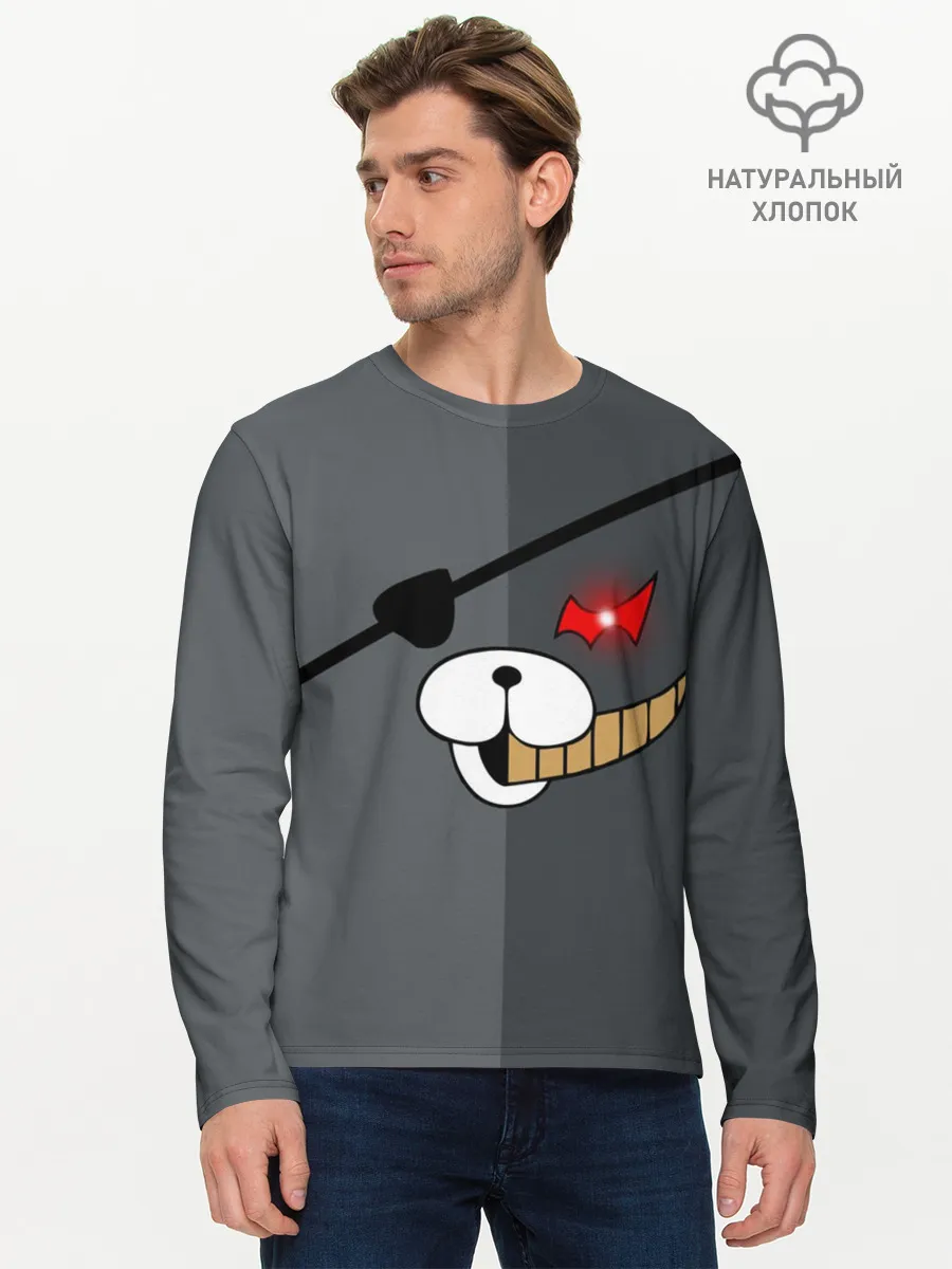 Мужской лонгслив базовый / KUROKUMA на сером