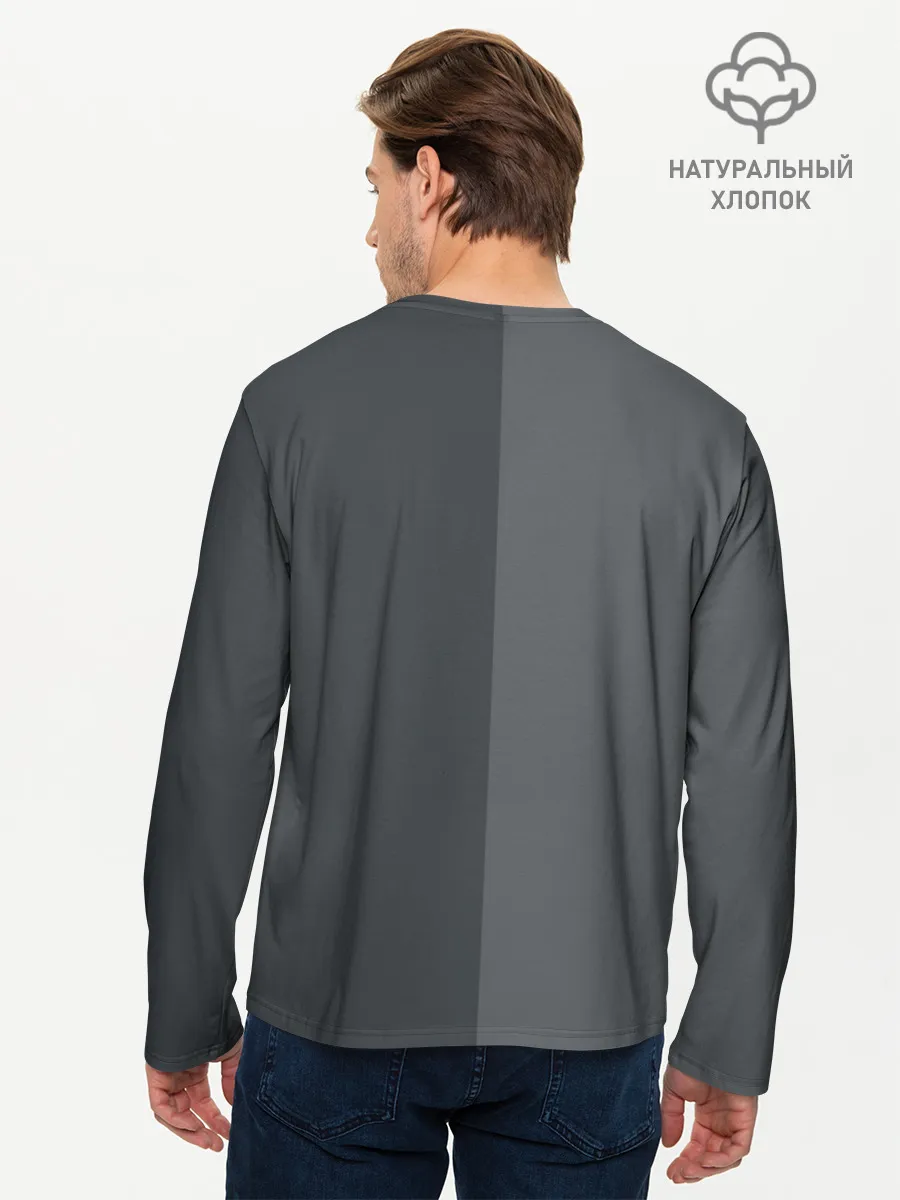 Мужской лонгслив базовый / KUROKUMA на сером
