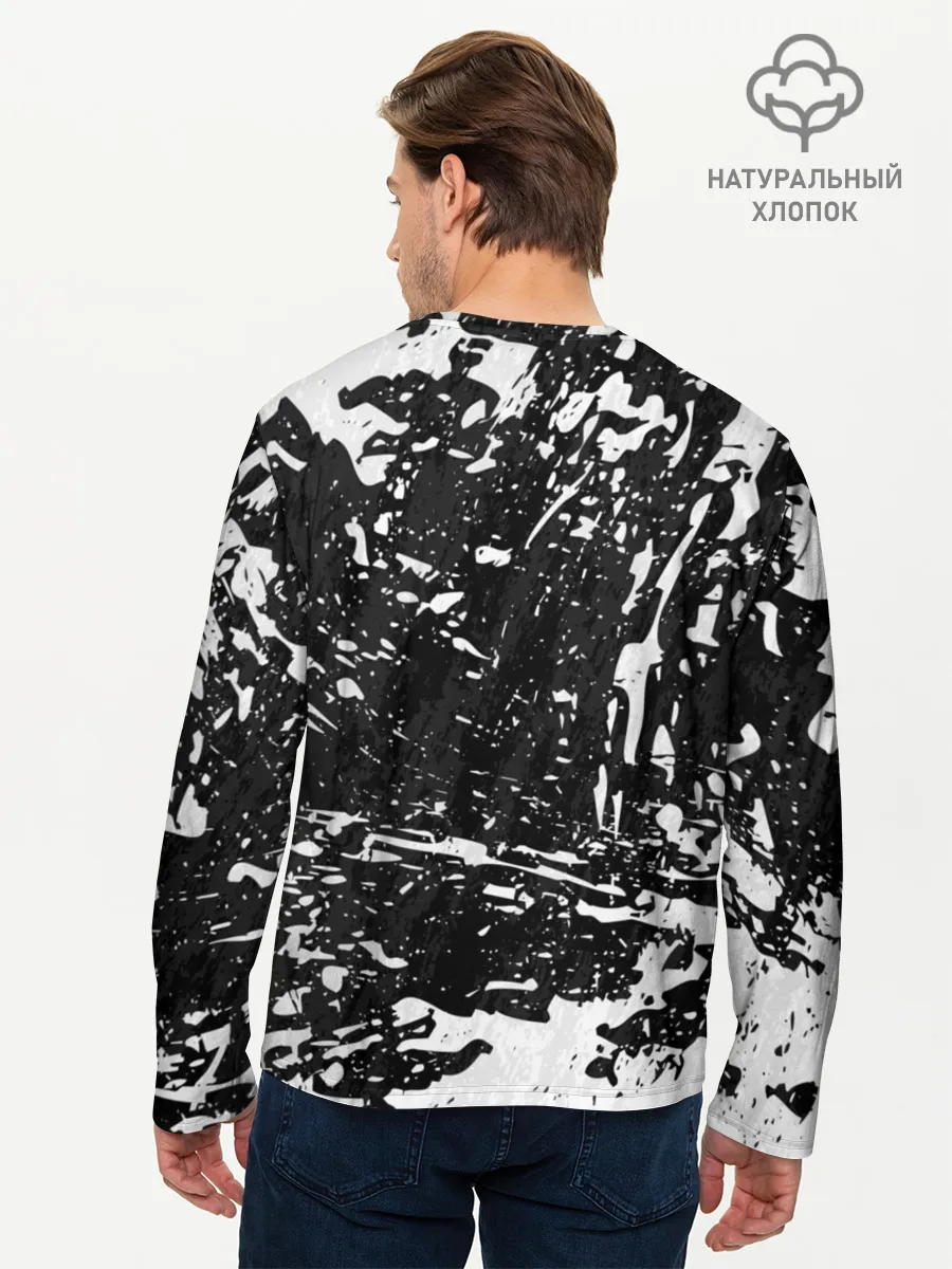 Мужской лонгслив базовый / BERSERK лого чб