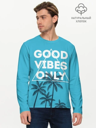 Мужской лонгслив базовый / Good vibes only
