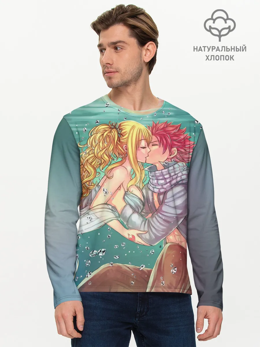Мужской лонгслив базовый / Хвост Феи поцелуй Люси и Нацу