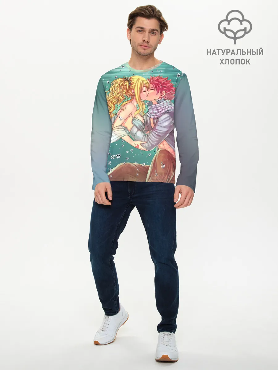 Мужской лонгслив базовый / Хвост Феи поцелуй Люси и Нацу
