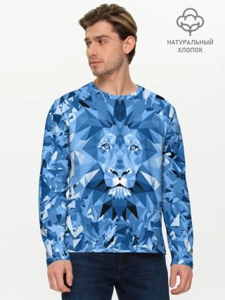 Мужской лонгслив базовый / Сине-бело-голубой лев