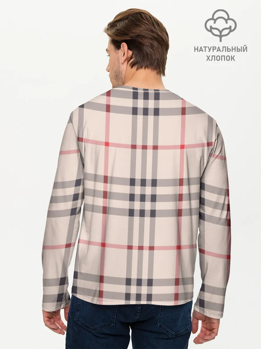 Мужской лонгслив базовый / Светлая клетка