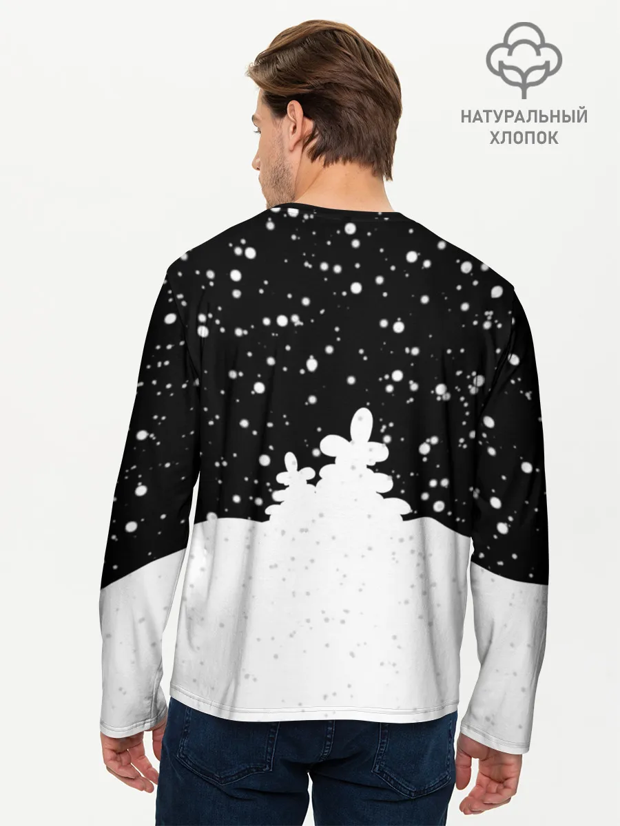 Мужской лонгслив базовый / Поросенок в цилиндре