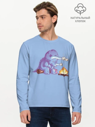 Мужской лонгслив базовый / Трицератопс у Костра