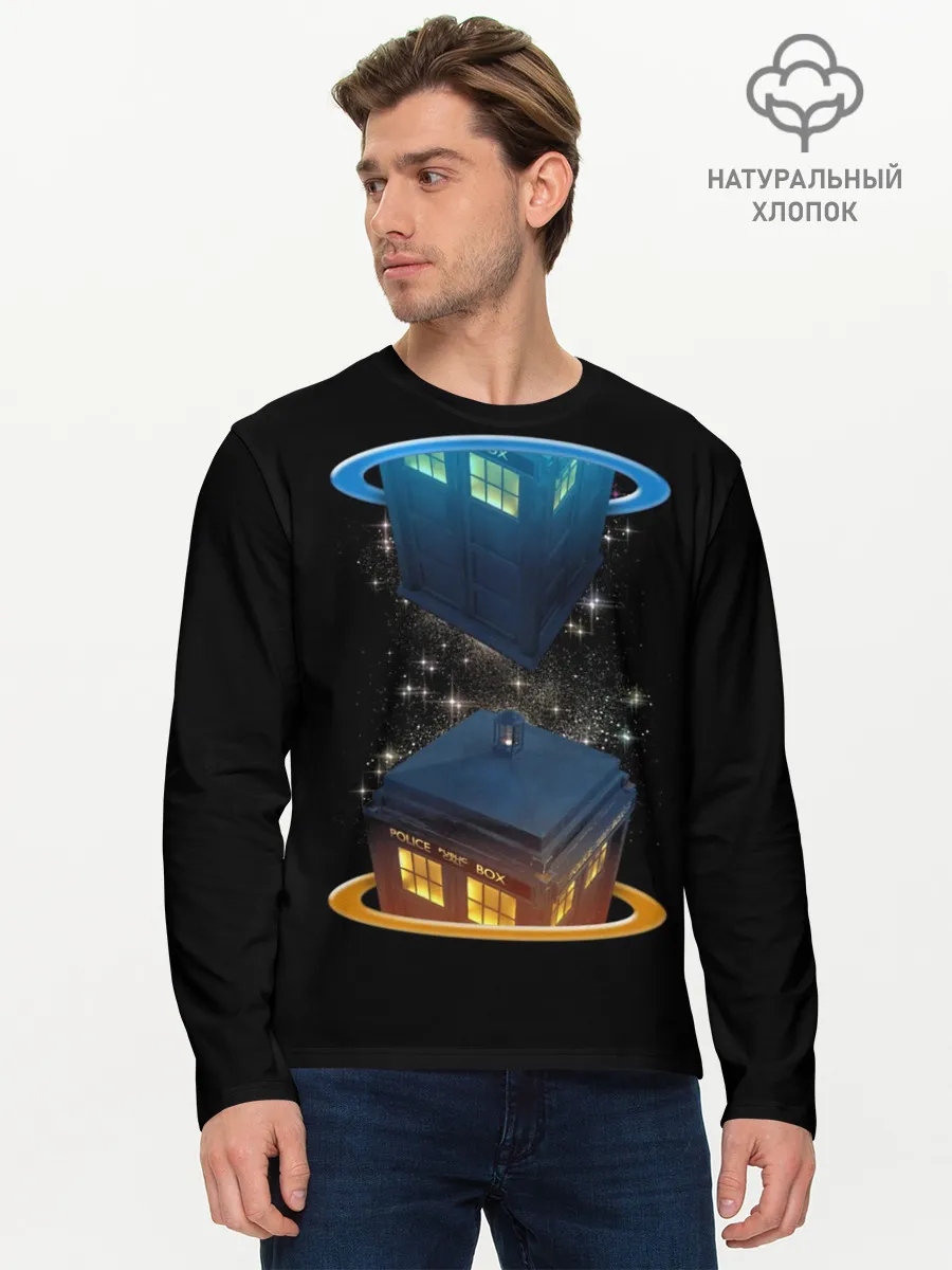 Мужской лонгслив базовый / Тардис в Портале