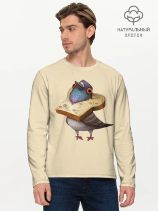 Мужской лонгслив базовый / Голубь и Хлебушек