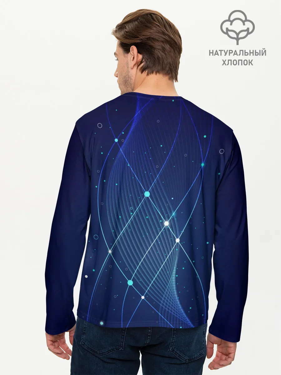 Мужской лонгслив базовый / Синяя спираль абстракция