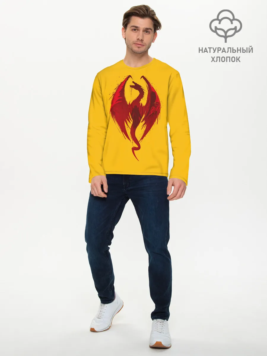 Мужской лонгслив базовый / Красный Дракон