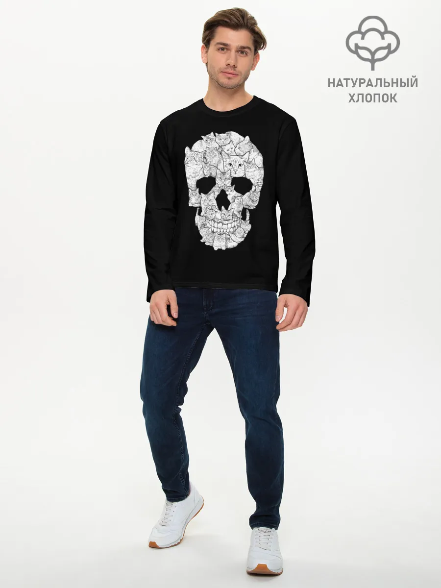 Мужской лонгслив базовый / Sketchy Cat Skull