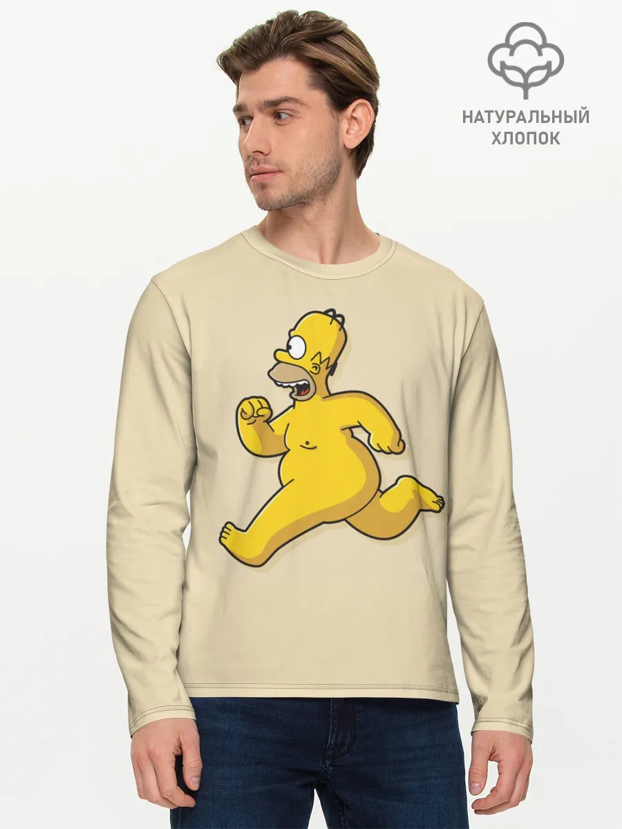 Мужской лонгслив базовый / Гомер на Пробежке