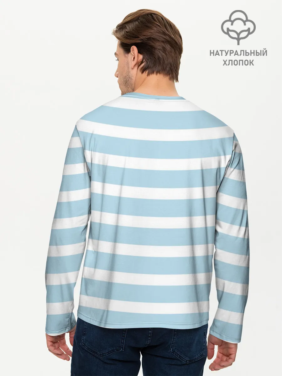 Мужской лонгслив базовый / Кот на полосочках