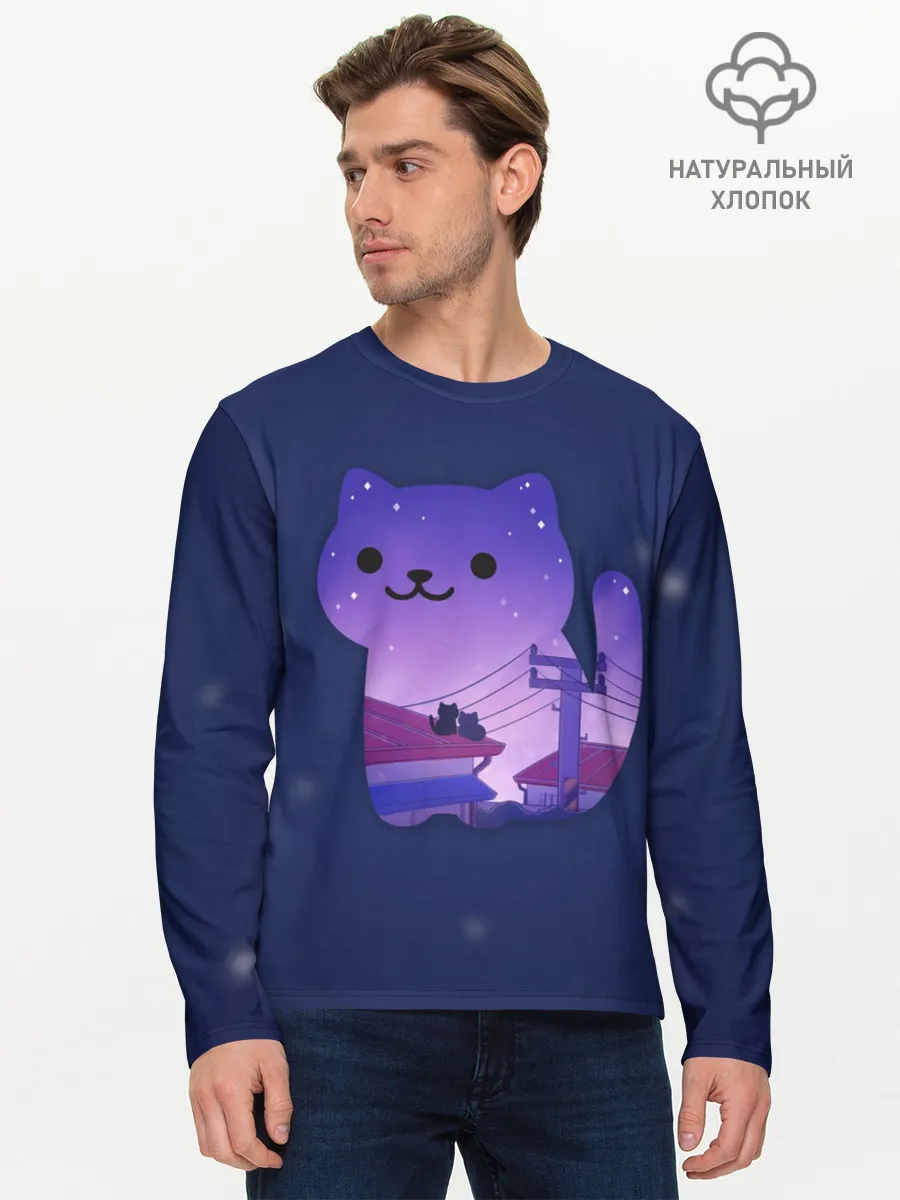 Мужской лонгслив базовый / Ночной Котик