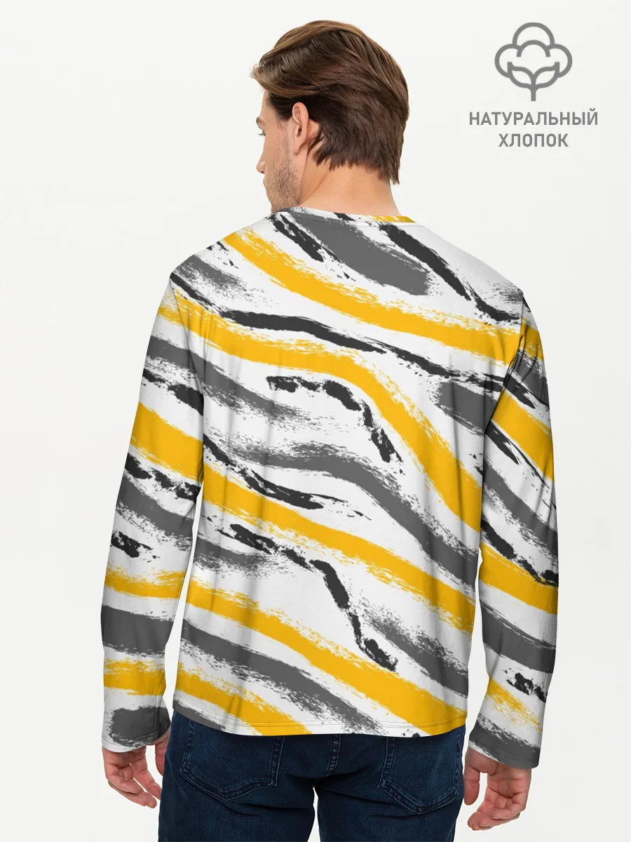 Мужской лонгслив базовый / Серый-желтый