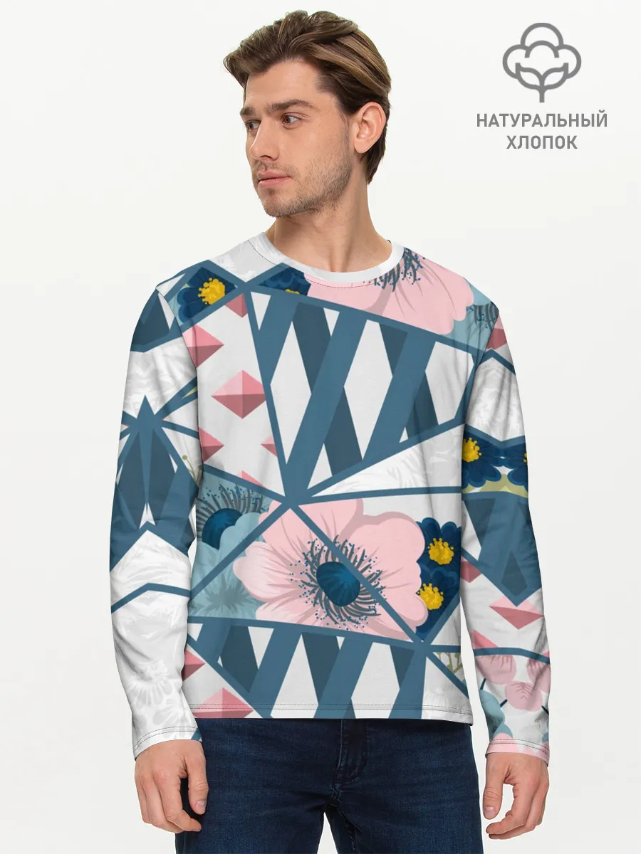 Мужской лонгслив базовый / Геометрия цветов