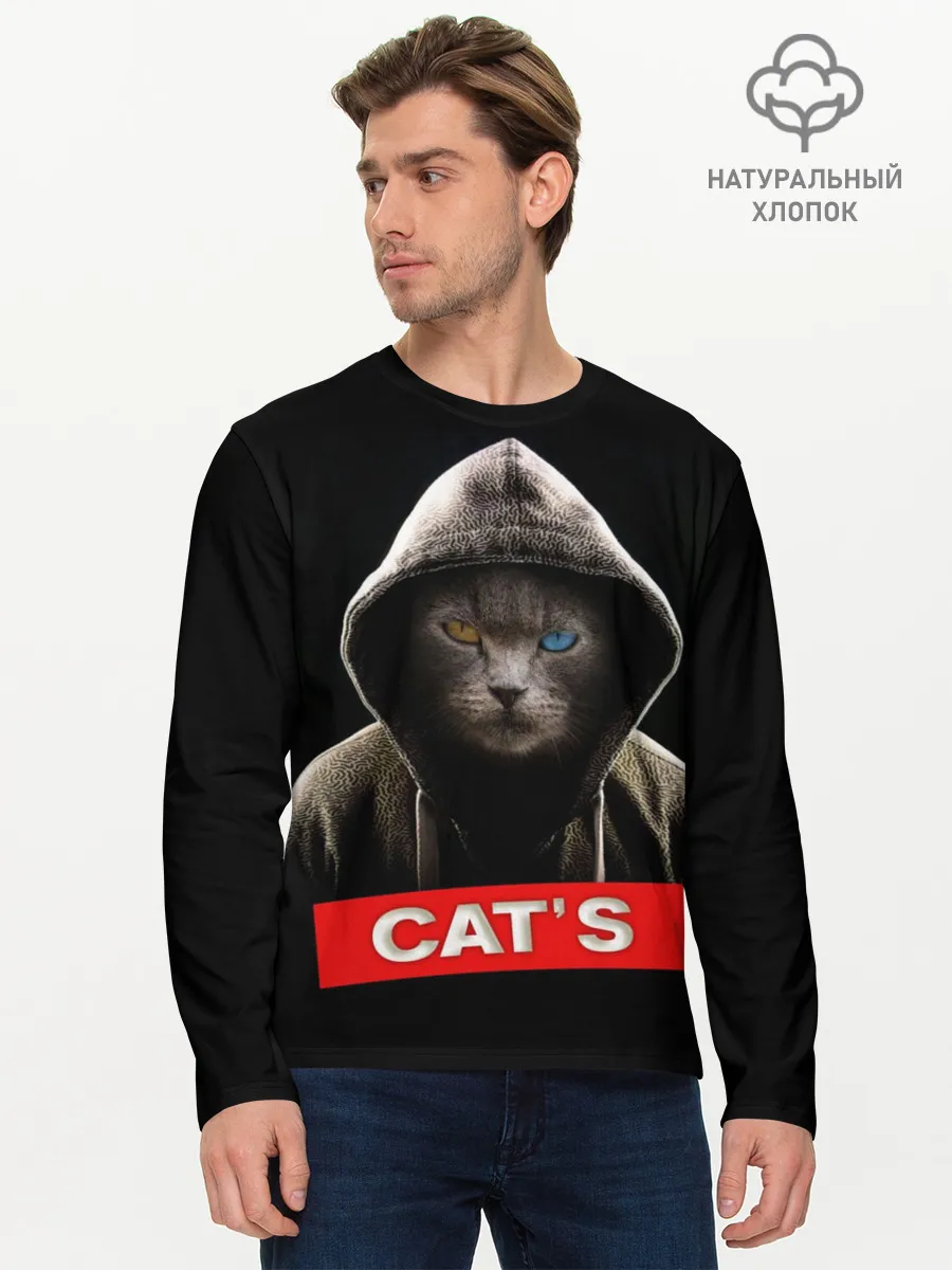 Мужской лонгслив базовый / Кот